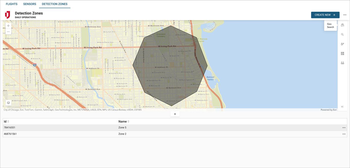 Drone Tracking detection zones